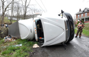 Truck overturns on Sugar Grove Road